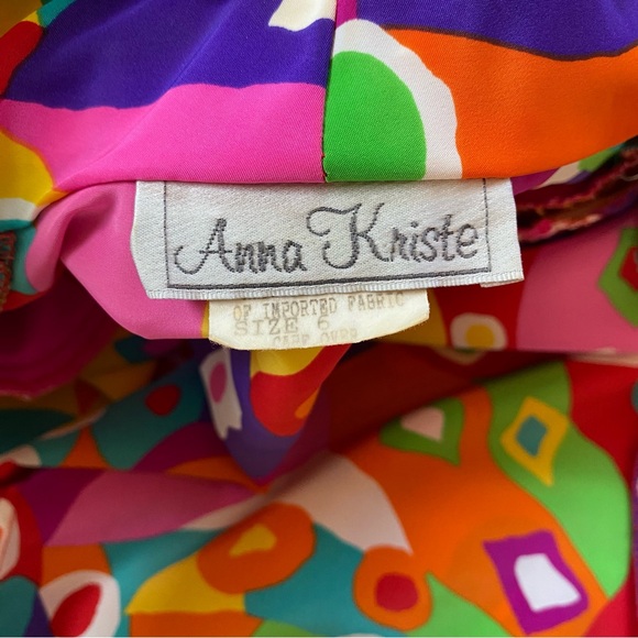 ❌SOLD🏷️Vintage 90s Anna Kriste Pleated Abstract Wild Multicolor Blouse/Jacket - Picture 8 of 11